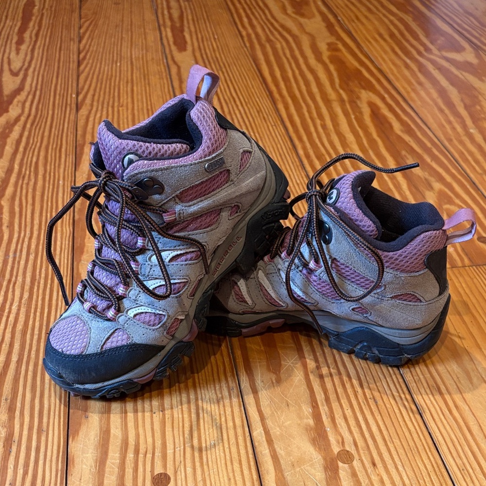 Merrell Moab 3 Mid Waterproof Pink/Purple Hiking Shoes - Picture 2 of 6